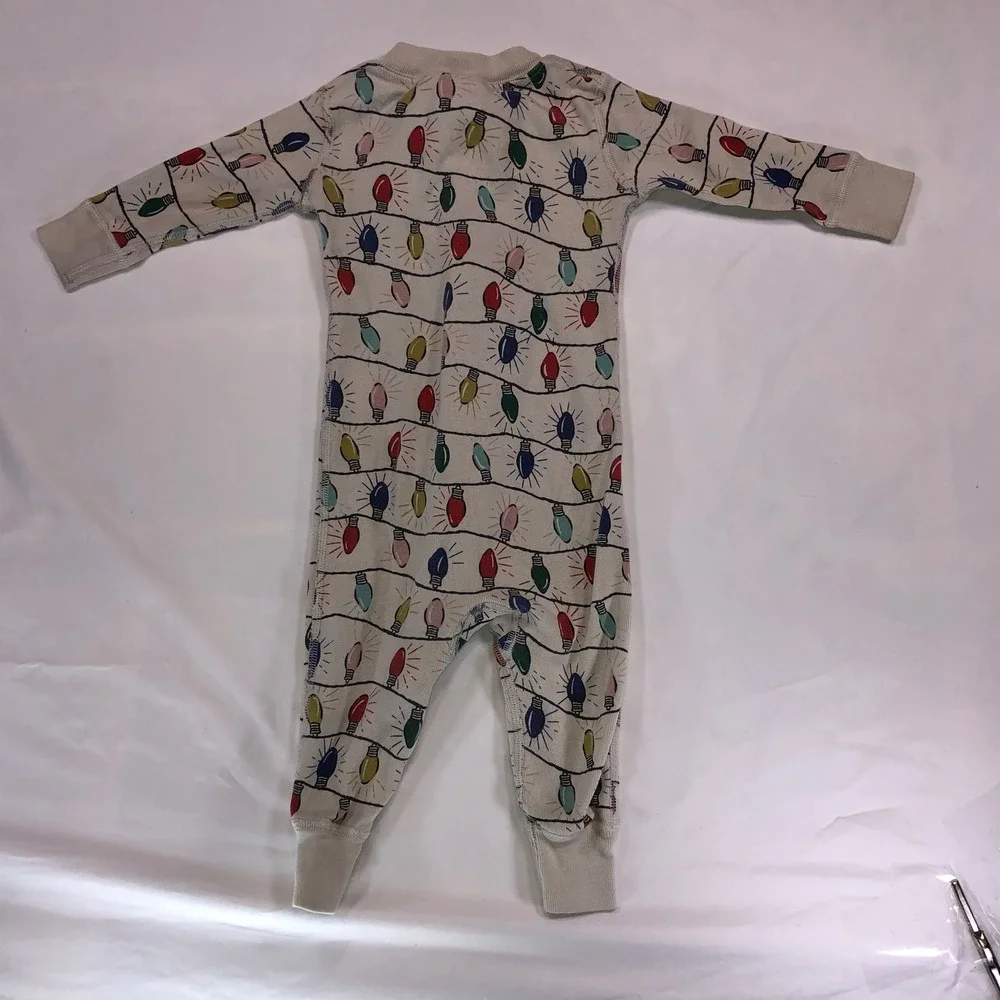 Hanna Andersson Christmas Lights Organic Cotton Sleeper 6-12 Months 70cm Cream